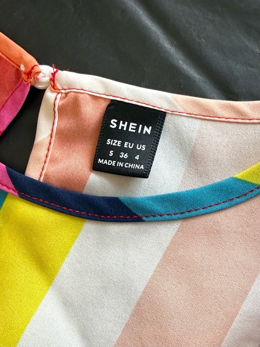 SHEIN Rainbow Striped Ruffle Sleeve Shift Dress Size Small Colorful Mini Dress - Picture 4 of 6